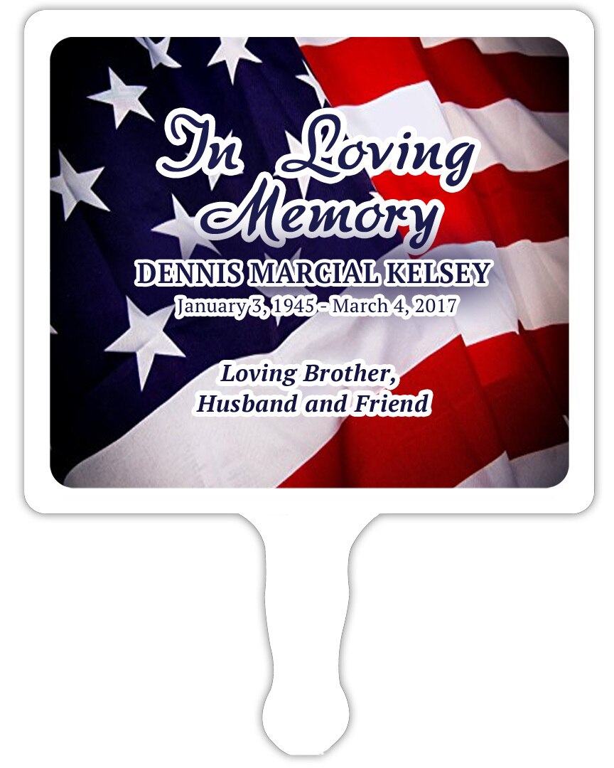 US Flag All-In-One Plastic Memorial Hand Fan (Pack of 10).