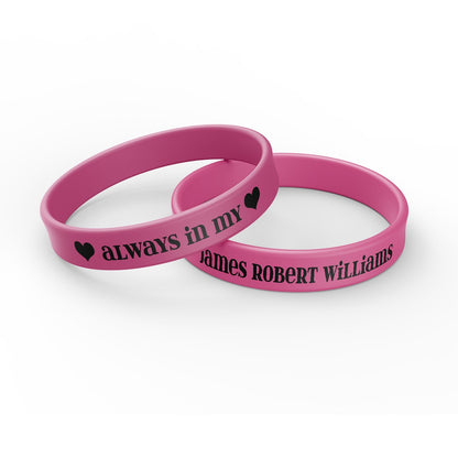 Personalized In Loving Memory Silicone Bracelet - Always In My Heart (Pack of 10).