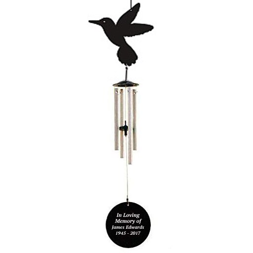Personalized Hummingbird Silhouette In Loving Memory Memorial Wind Chime.