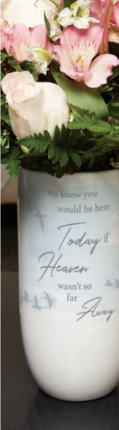 Heaven Weren't So Far Away Ceramic Memorial Vase.