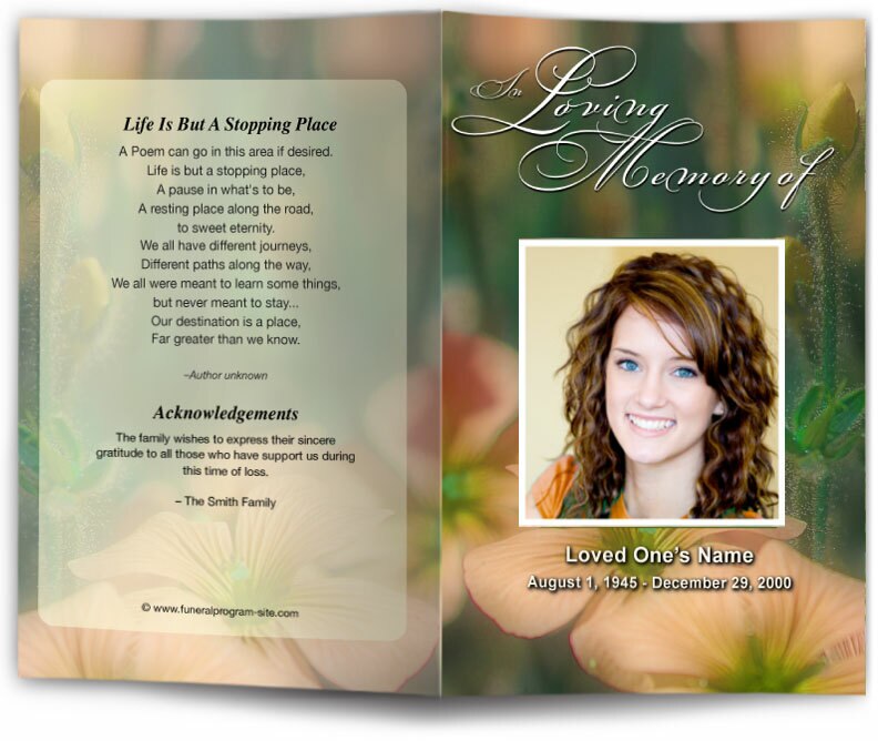 Floral Funeral Program Template.
