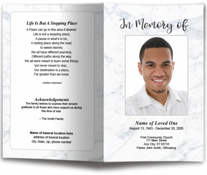 Marble Funeral Program Template.