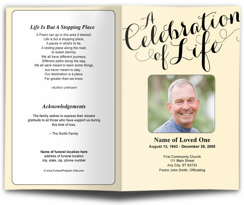 Celebration of Life Funeral Program Template.