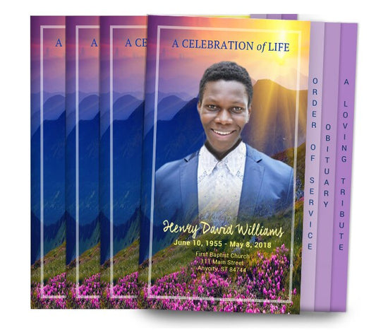 Mountaintop 8-Sided Graduated Funeral Program Design & Print (Pack 50).