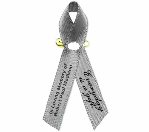 Brain Cancer Awareness Ribbon (Gray) - Pack of 10.