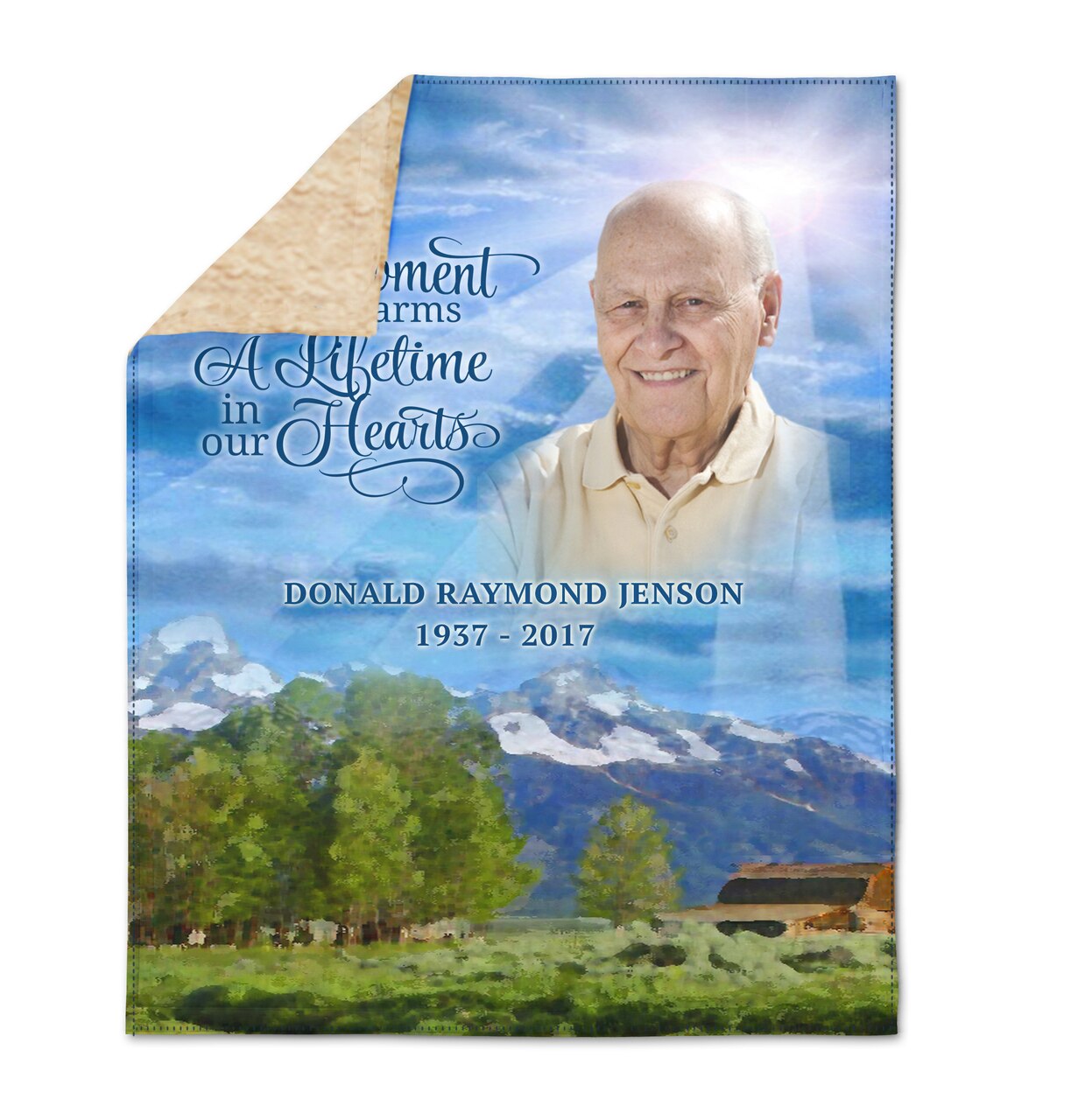 Outdoor Scene Memorial Ultra Soft Sherpa Lined Blanket Throw.