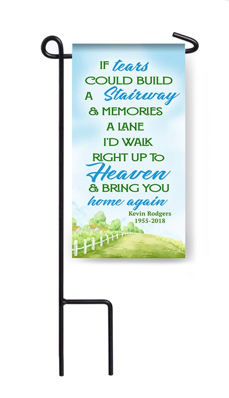 Personalized If Tears Stairway Mini Memorial Flag With Stand.