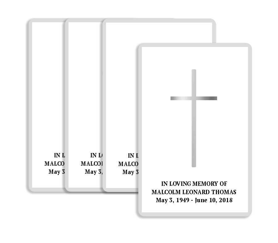 Metallic Cross Funeral Prayer Card  Design & Print (Pack of 50).
