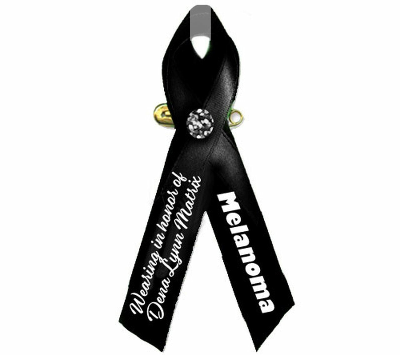 Personalized Awareness Melanoma Cancer Ribbon (Black) - Pack of 10.