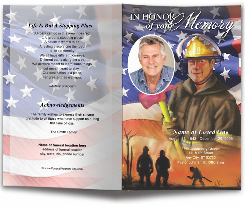 Fireman Funeral Program Template.