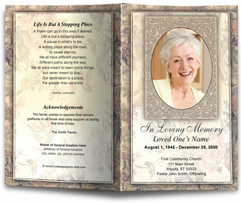 Tapestry Funeral Program Template.