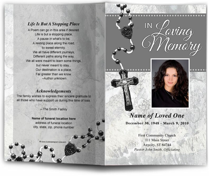 Crucifix Funeral Program Template.