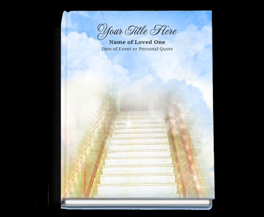 Stairway Perfect Bind Memorial Funeral Guest Book.