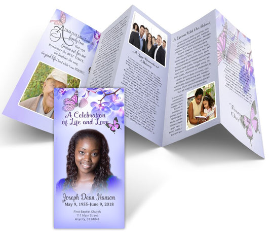 Lavender Passion Accordion Fold Funeral Program Design & Print (Pack of 25).
