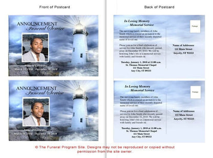 Lighthouse Funeral Announcement Template.