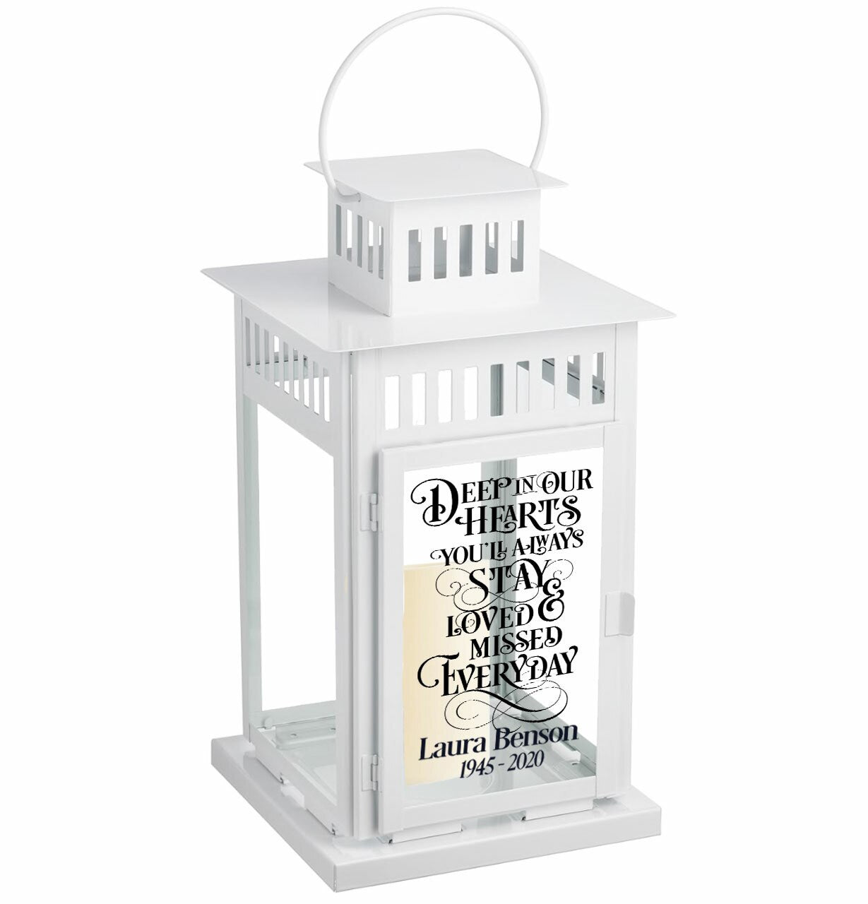 Deep In Our Hearts Memorial Lantern With LED Candle.