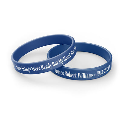 Personalized In Loving Memory Silicone Bracelet - Wings Were Ready (Pack of 10).