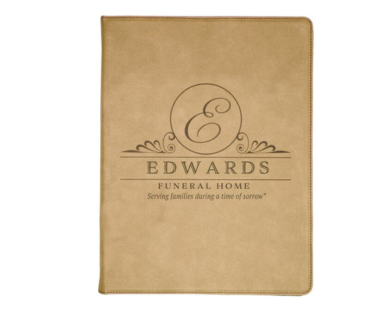Personalized Funeral Home Leather Suede Portfolio With Notepad.