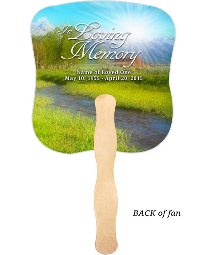 Tranquil Cardstock Memorial Fan With Wooden Handle (Pack of 10).