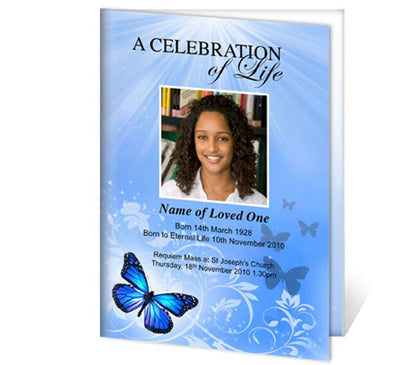 Butterfly A4 Funeral Order of Service Template.