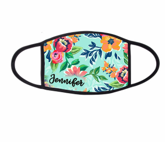 Face Mask Personalized Tropical Flowers Adult Size.