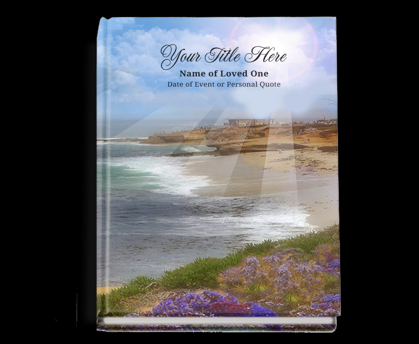 Seashore Perfect Bind Memorial Funeral Guest Book.