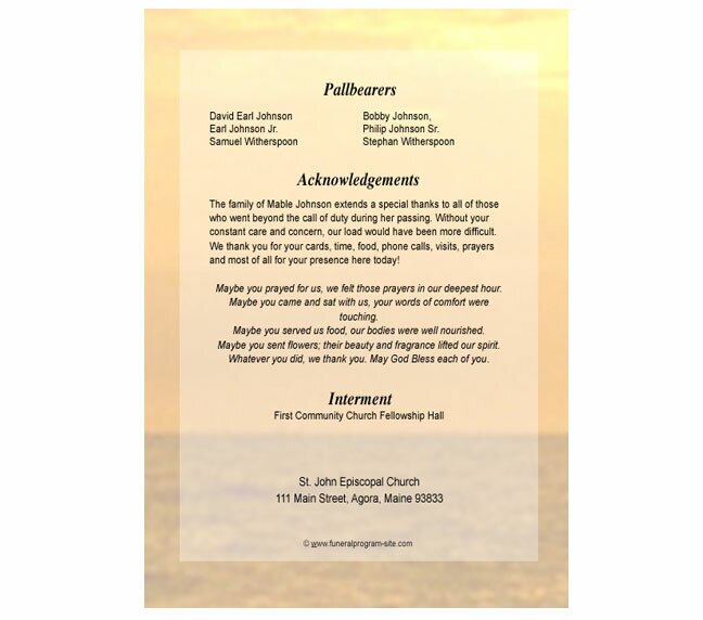 Shine 4-Sided Graduated Funeral Program Template.