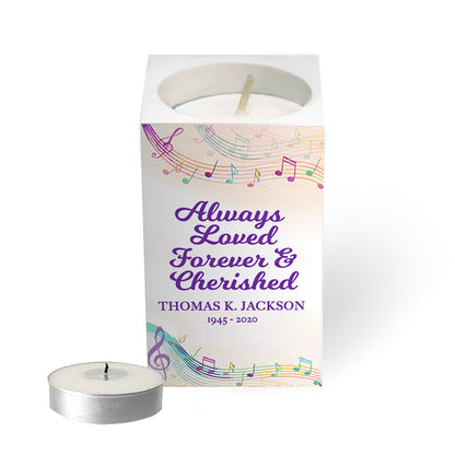 Musical Personalized Mini Memorial Tea Light Candle Holder.