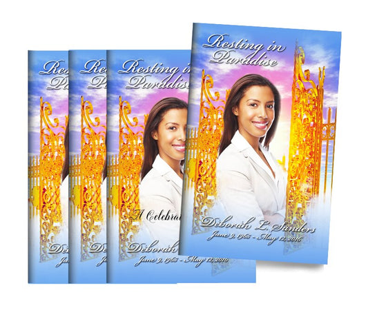 Resting Paradise Bifold Funeral Program Design & Print (Pack of 50).