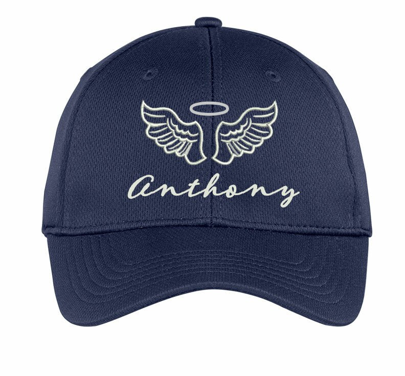 Personalized Angel Wings In Memory Of Baseball Cap.