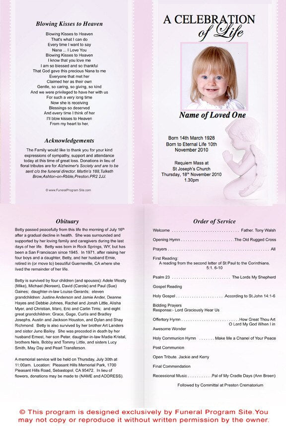 Angela A4 Funeral Order of Service Template.