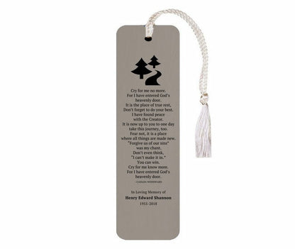 Leatherette Memorial Poem Bookmark Cry For Me No More.