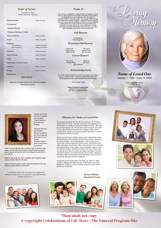 Beloved Trifold Funeral Brochure Template.