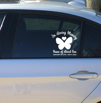 Butterfly In Loving Memory Car Decal.