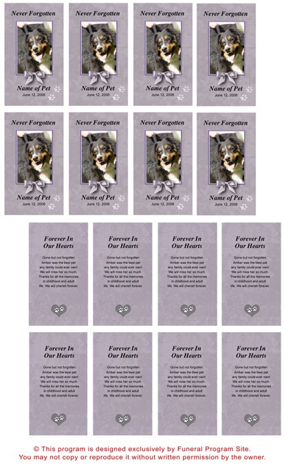 Gray Pet Memorial Cards Design & Printing (Pack of 50).