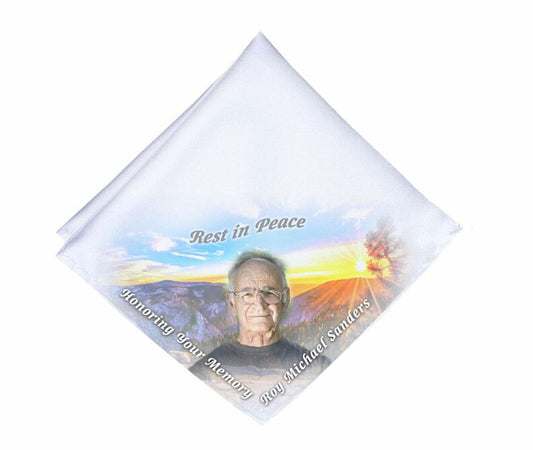 Mountaintop Horizon Personalized Memorial Handkerchief.