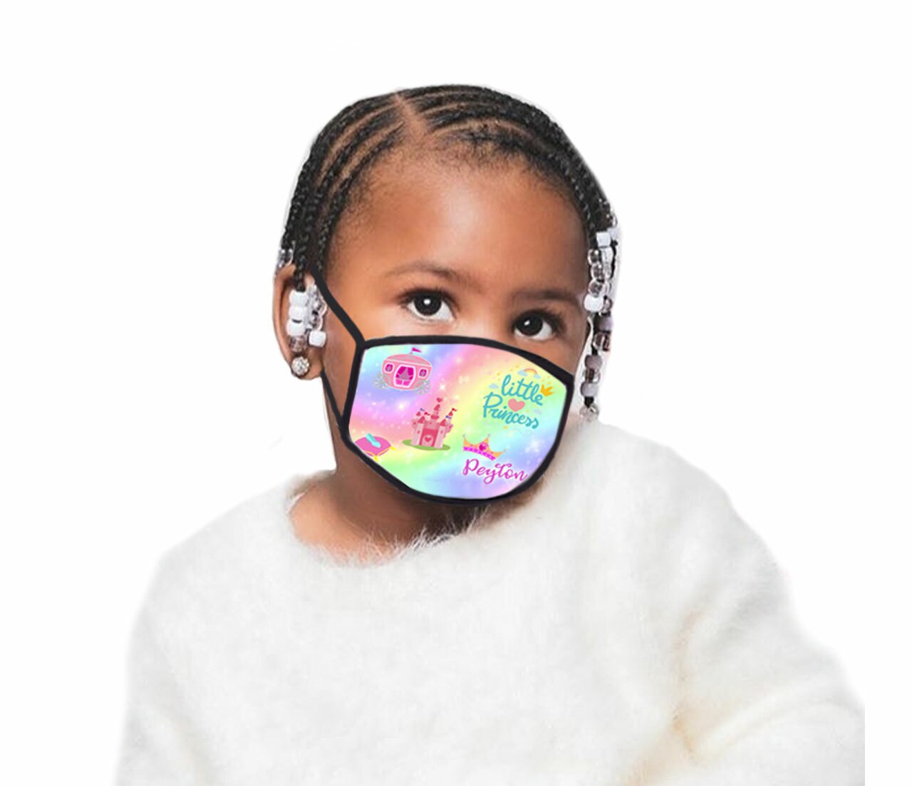 Children's Kids Face Mask Personalized Princess Design.