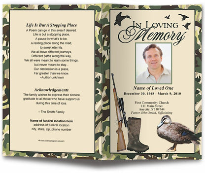 Camouflage Funeral Program Template.