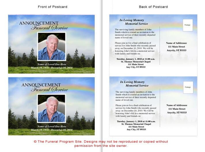 Promise Funeral Announcement Postcard Template.