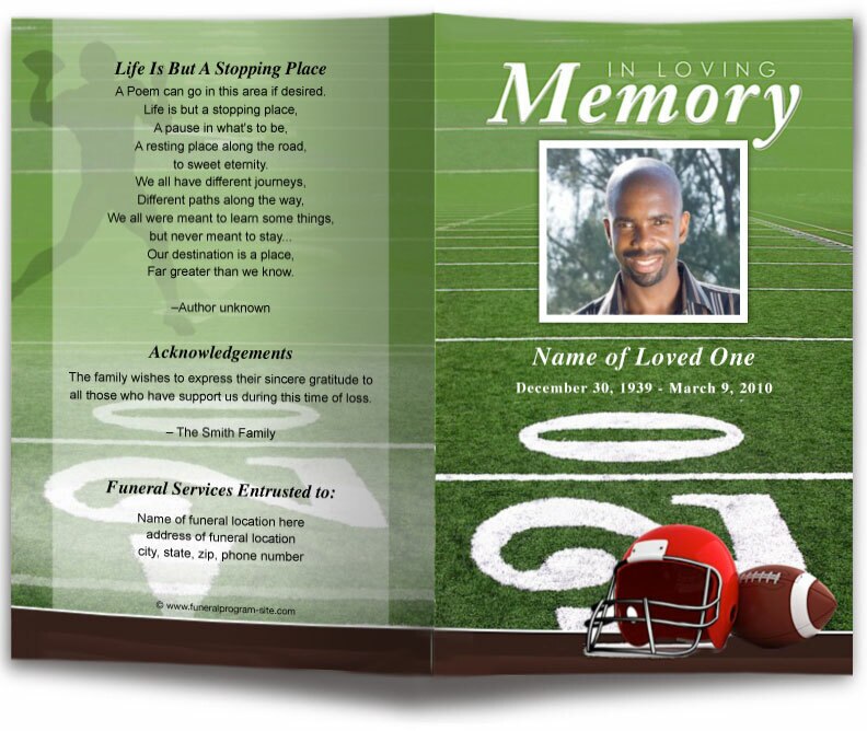 Football Funeral Program Template.