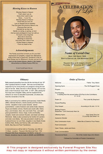 Basketball A4 Funeral Order of Service Template.