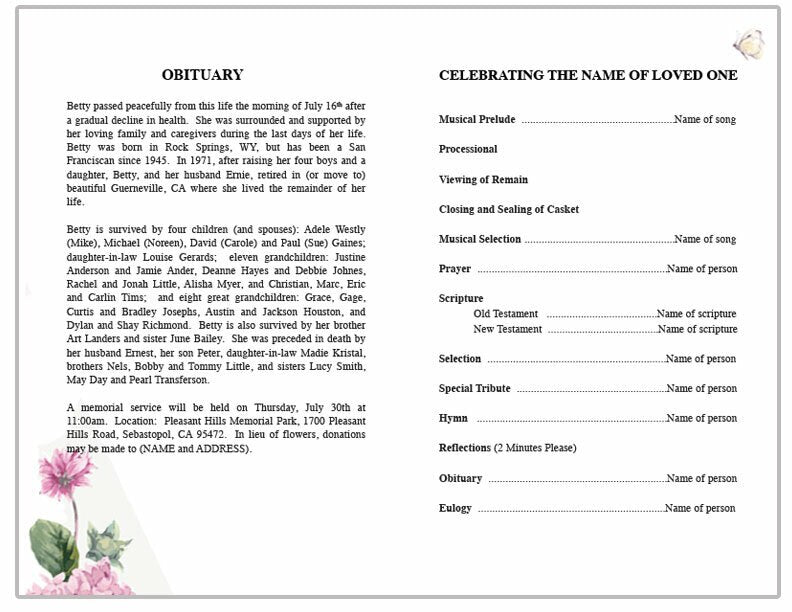 Hydrangea Watercolor Funeral Program Template.