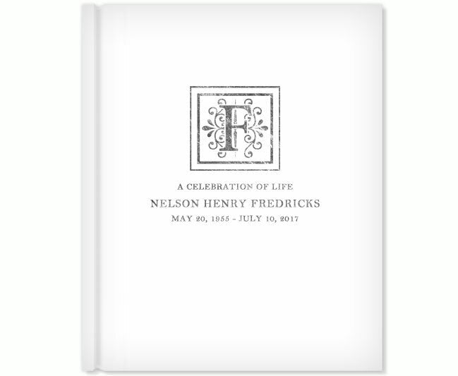 Flourish Foil Stamped Portrait Funeral Guest Book.