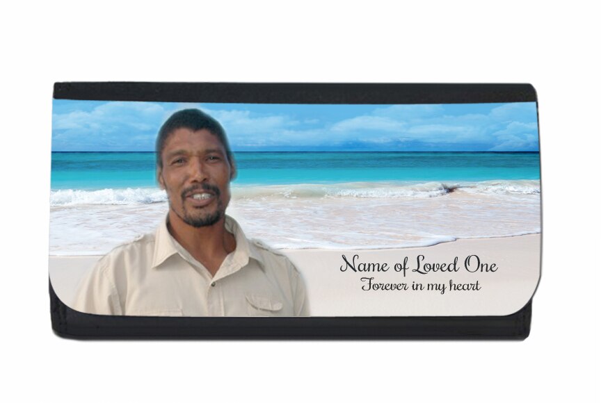 Caribbean Personalized In Loving Memory Leatherette Wallet.
