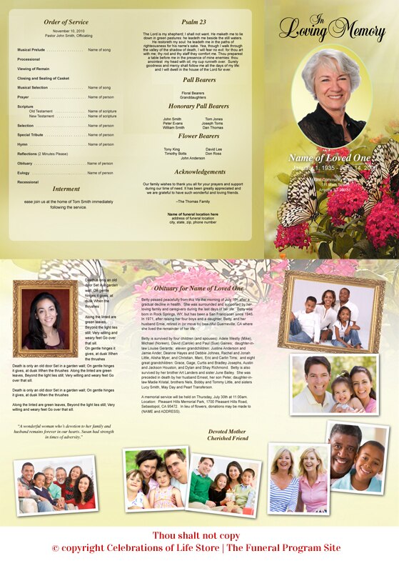 Bouquet Funeral Brochure Template.