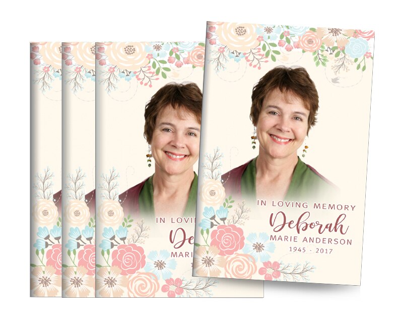 Spring Flowers Bifold Funeral Program Design & Print (Pack of 50).