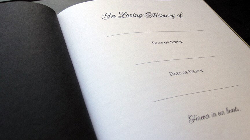 Classic Perfect Bind Memorial Funeral Guest Book.