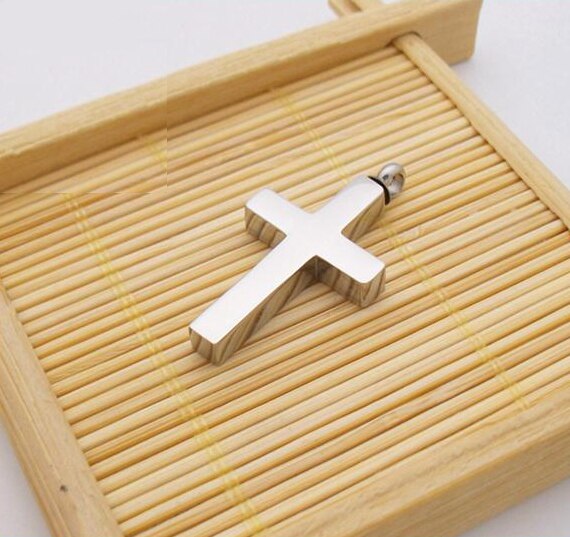 Stainless Steel Cross Urn Pendant Necklace.