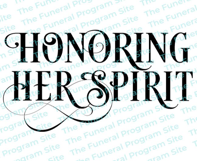 Honoring Her Spirit Funeral Program Title.
