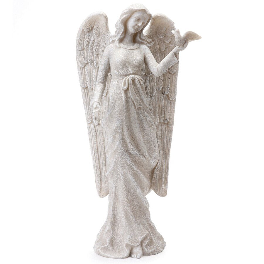 Memorial Angel with Bird Garden Figurine.